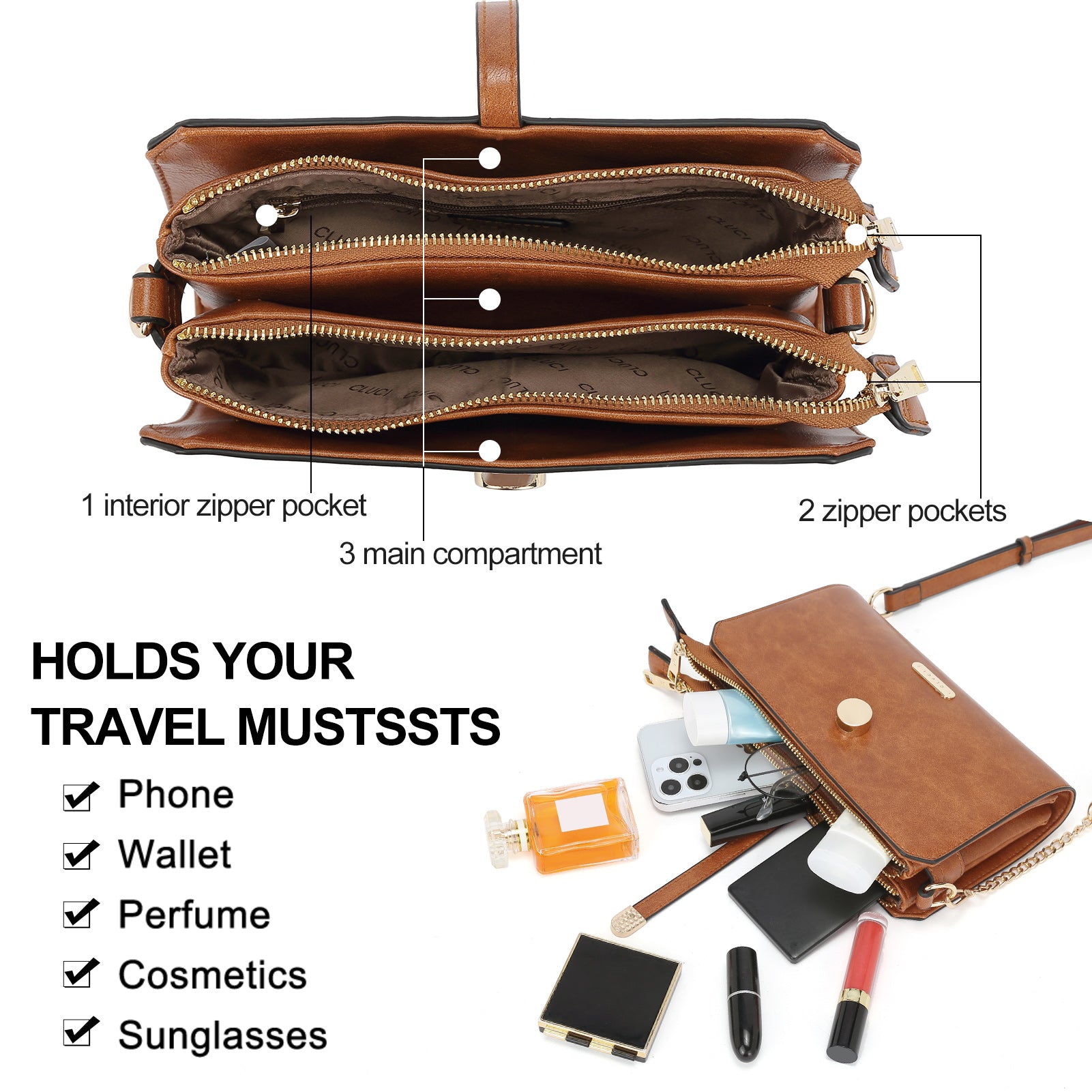 CLUCI Small Clutch Purse Crossbody Handbags for Women Shoulder bags with Flap Card Holder Wallet Ladies