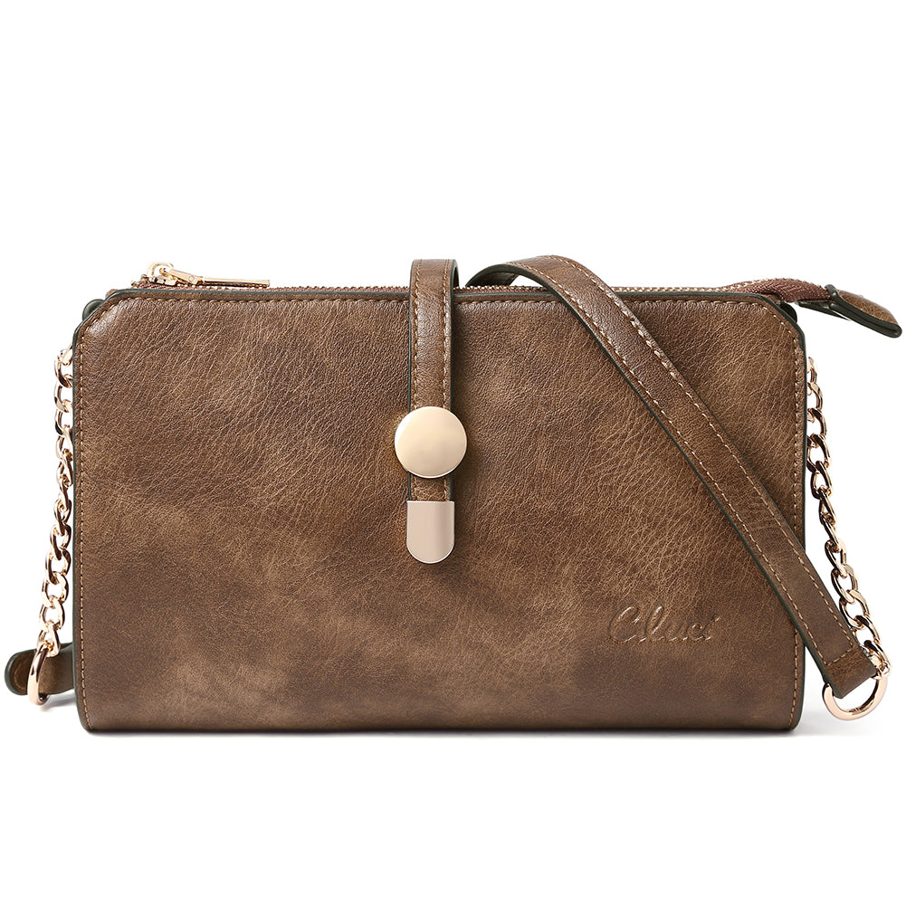 CLUCI Leather Crossbody Bags for Women Small Vintage Shoulder Purses Fashion Travel Bag with Adjustable Strap