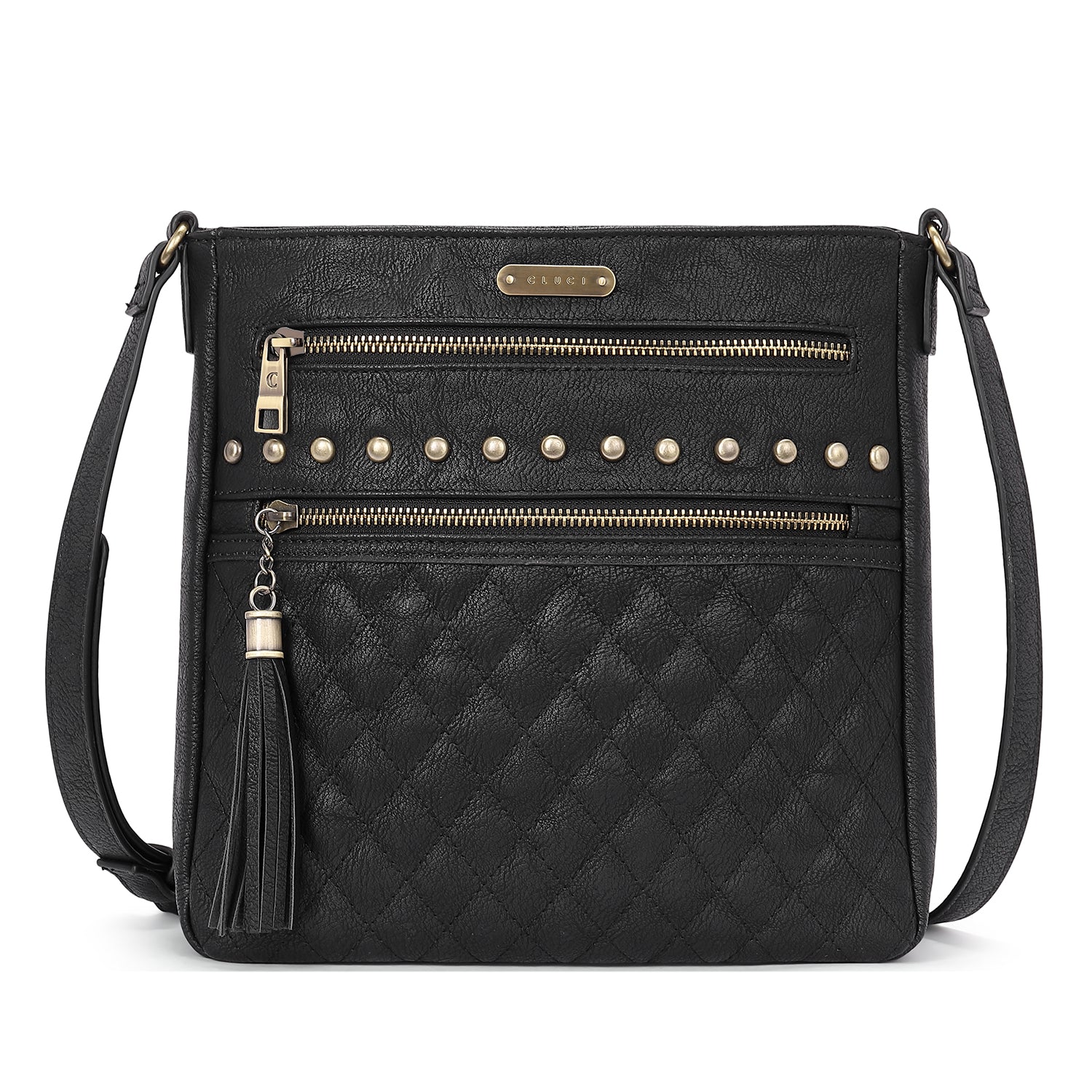 Leather Messenger Tassel Bag Multiple Pockets