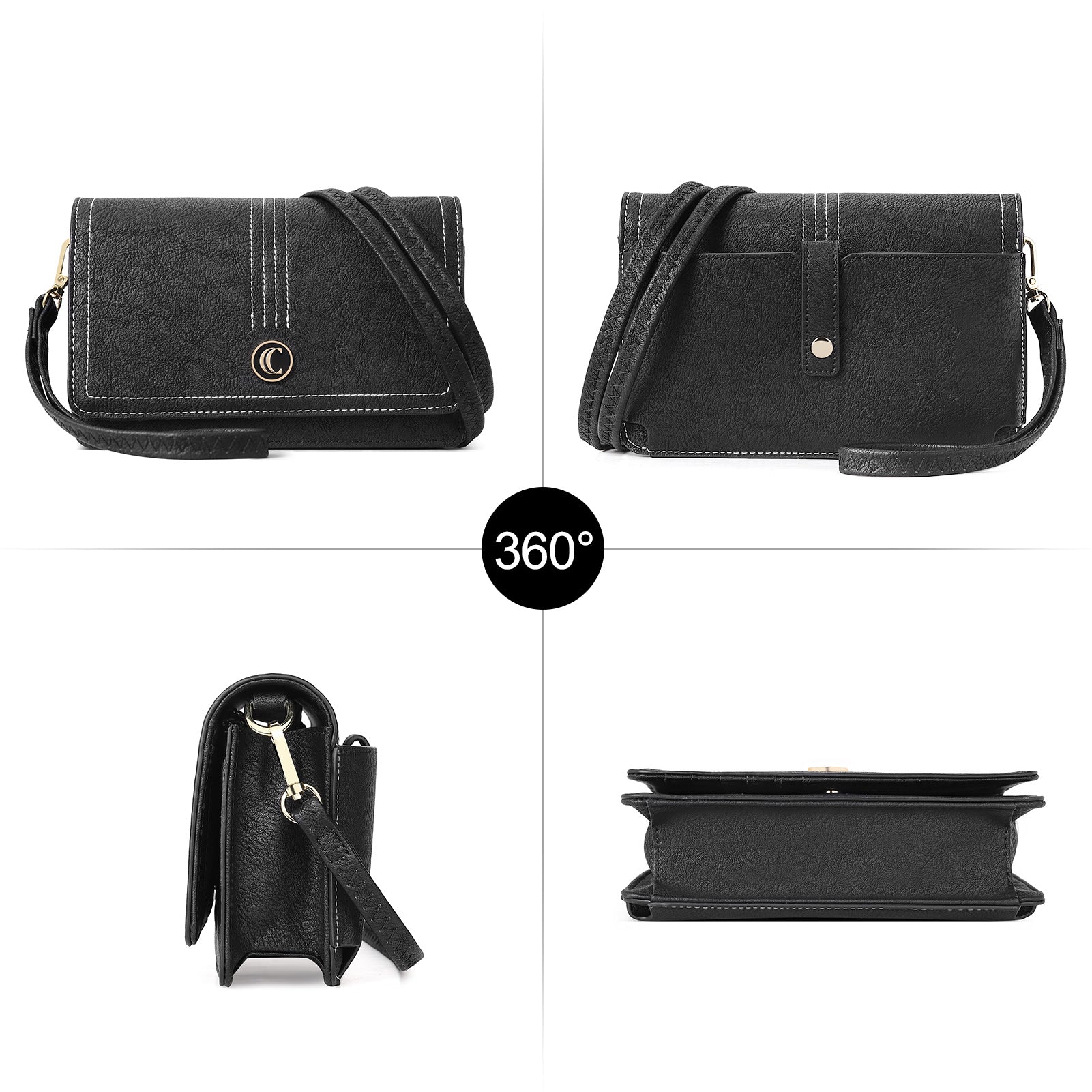 CLUCI Crossbody Purse for Women, Wristlet Wallet, Small Shoulder Bag with Card Slots, Leather Flap Cell phone Clutch