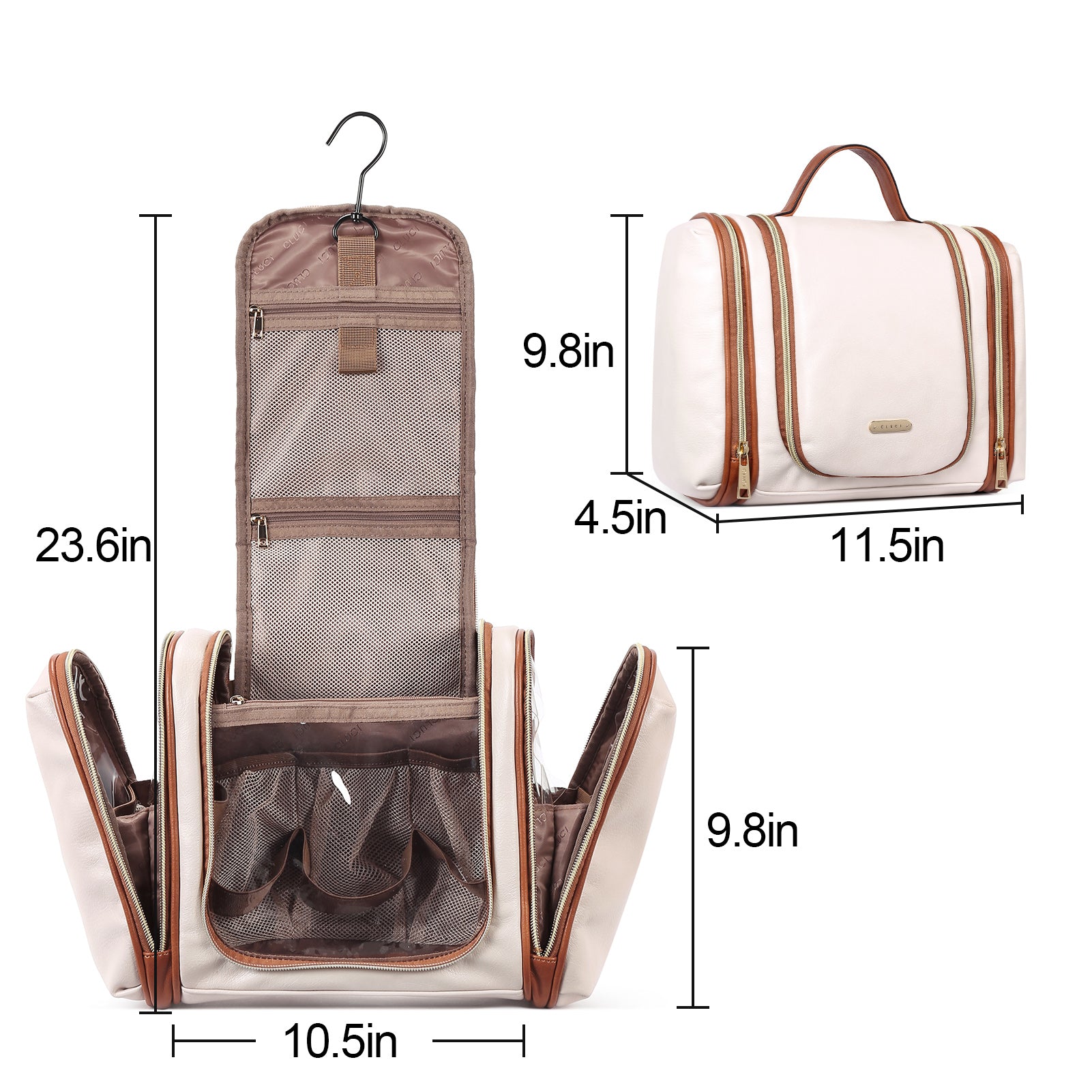 CLUCI Toiletry Bag Travel Bag, with Hanging Hook Water-resistant Makeup Cosmetic Bag Travel Organizer for Accessories Shampoo Full Sized Container Toiletries