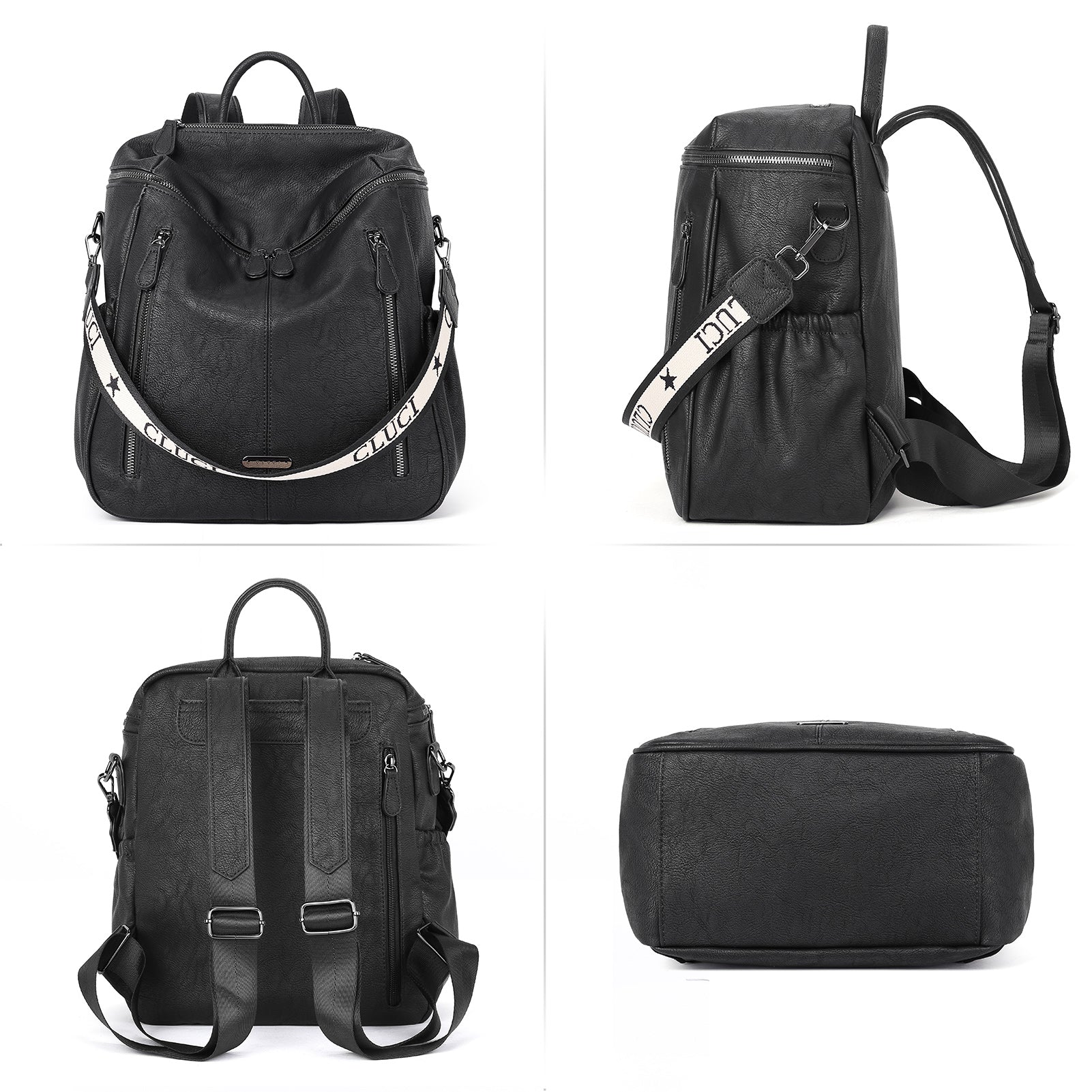 CLUCI Leather Backpack Purse for Women Travel Convertible Ladies Large Fashion Casual Daypack