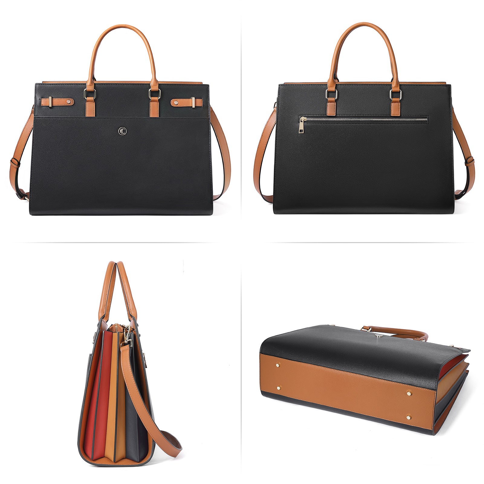 CLUCI Briefcase for Women Leather Laptop 15.6 Inch Business Ladies Work Computer Tote Bags