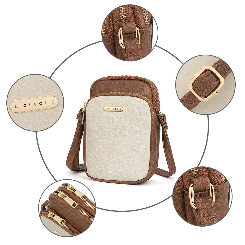 CLUCI Cell Phone Crossbody Bags for Women Small Phone Bag Purse Dome Leather Handbag Designer Travel Wallet