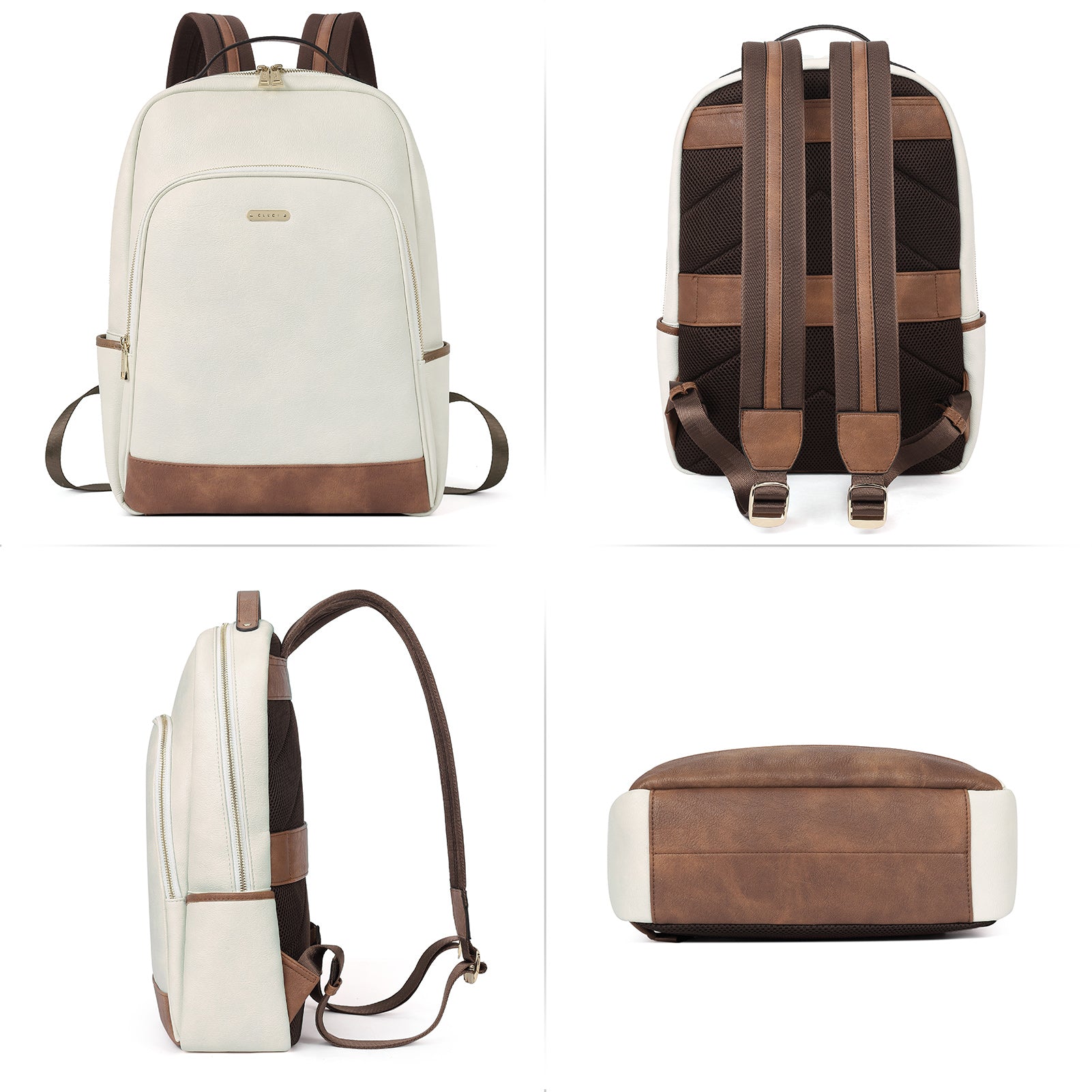 CLUCI Leather Laptop Backpack Purse for Women 15.6 inch Computer Backpack Business Casual Travel Daypack College Bag