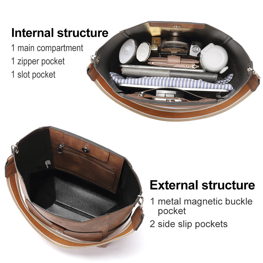 CLUCI Bucket Bags for Women Hobo Purse and Handbags Vegan Leather Designer Tote Large Shoulder Bag