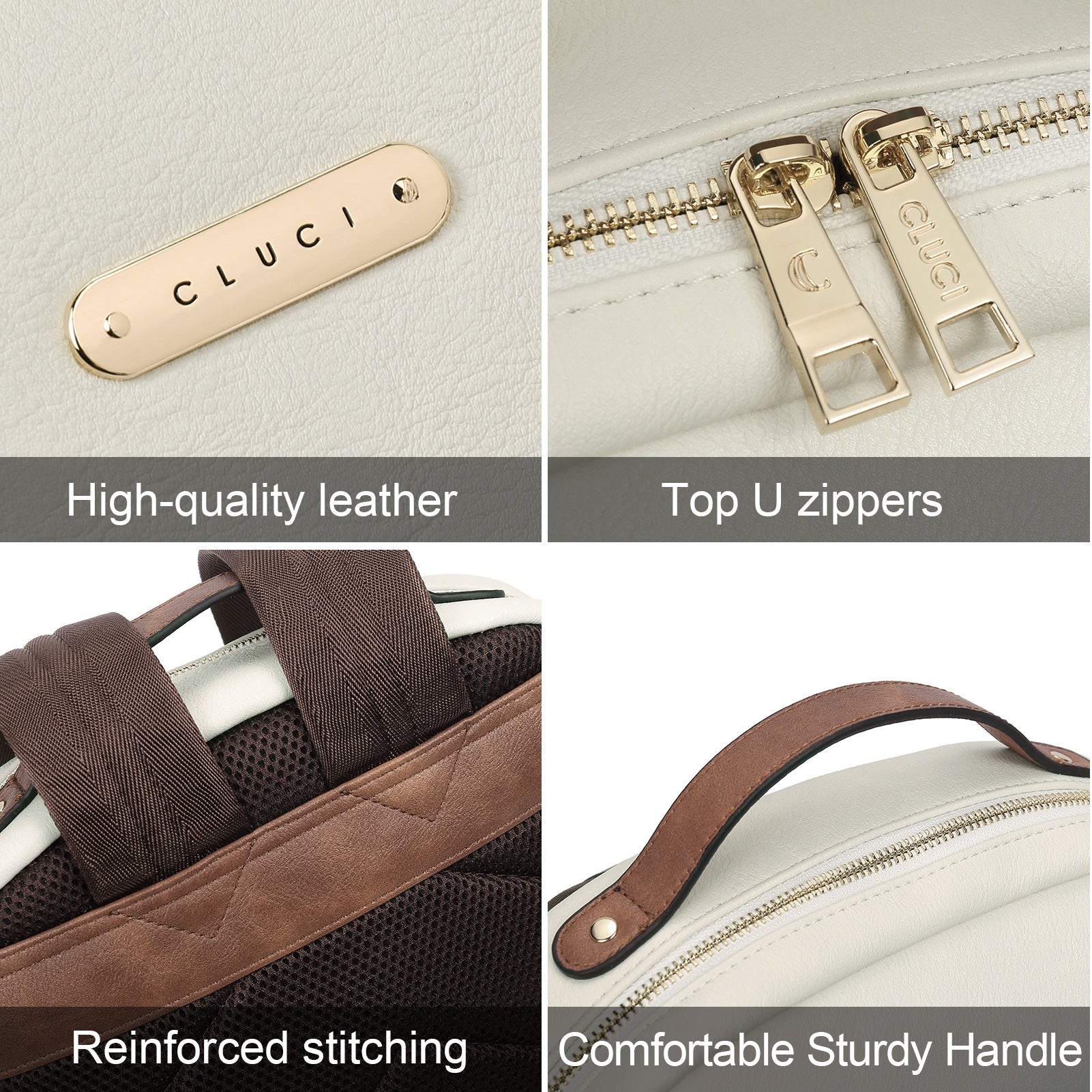 CLUCI Leather Laptop Backpack Purse for Women 15.6 inch Computer Backpack Business Casual Travel Daypack College Bag