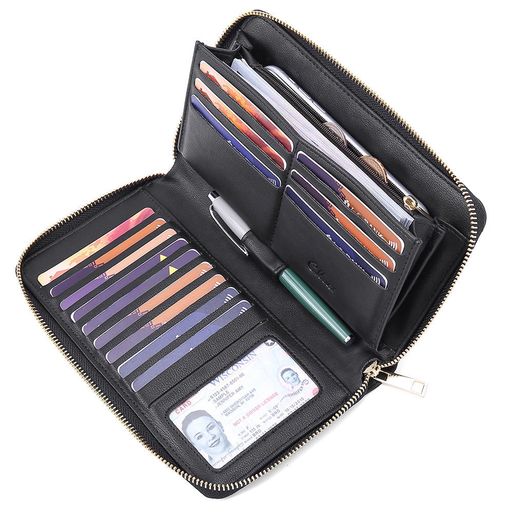 CLUCI Women Wallet Leather RFID Blocking With Wristlet