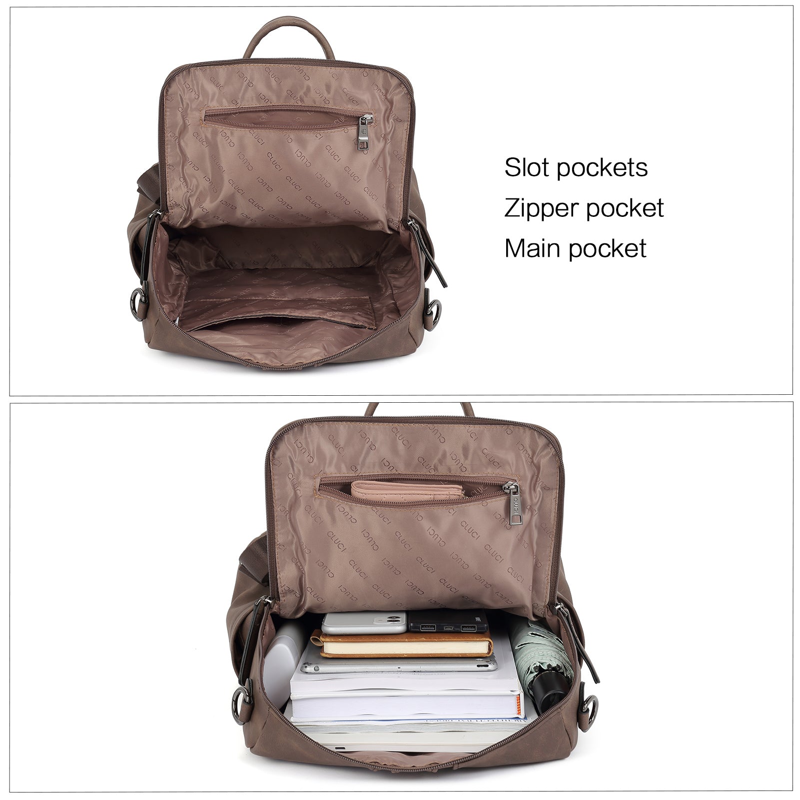 CLUCI Leather Backpack Purse for Women Convertible Large Travel Ladies Designer Fashion Casual College Shoulder Bag