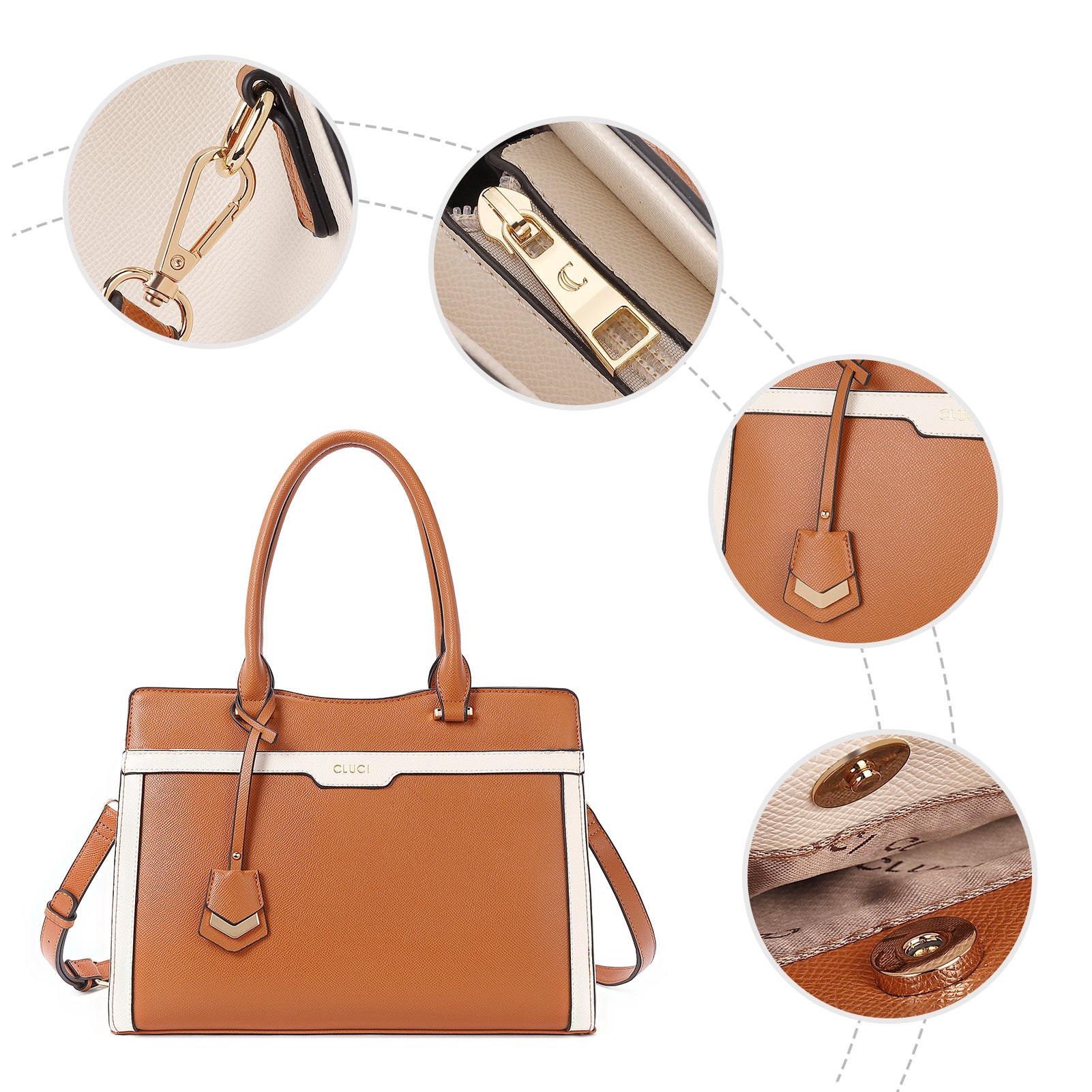 CLUCI Satchel Purses and Handbags for Women Leather Totes Designer Ladies Crossbody Shoulder Bag