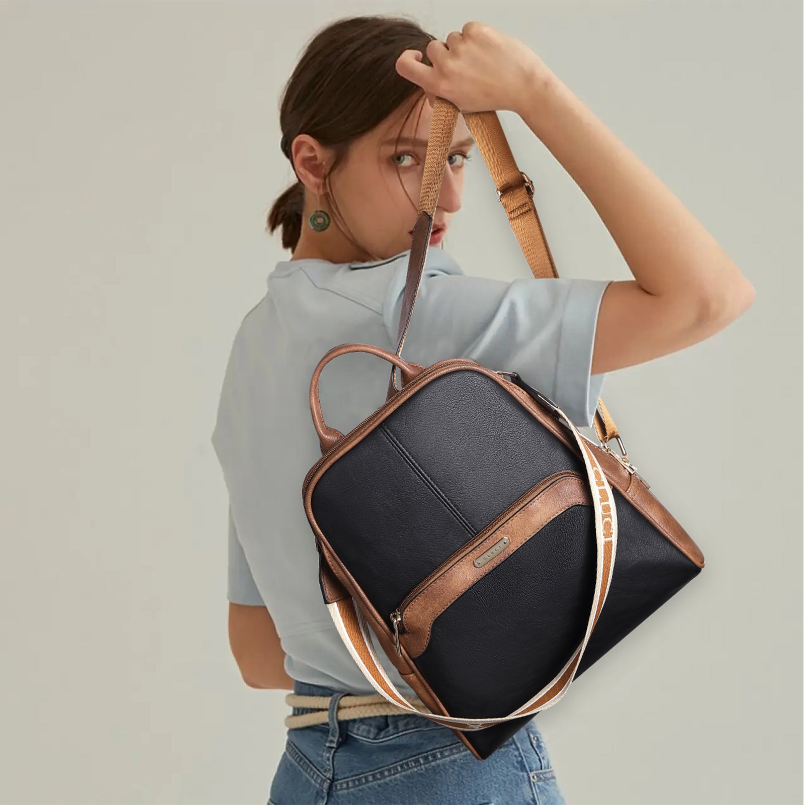 CLUCI Womens Backpack Purse Leather Convertible Bookbag Purses Travel Ladies Designer Daypack Shoulder Bags