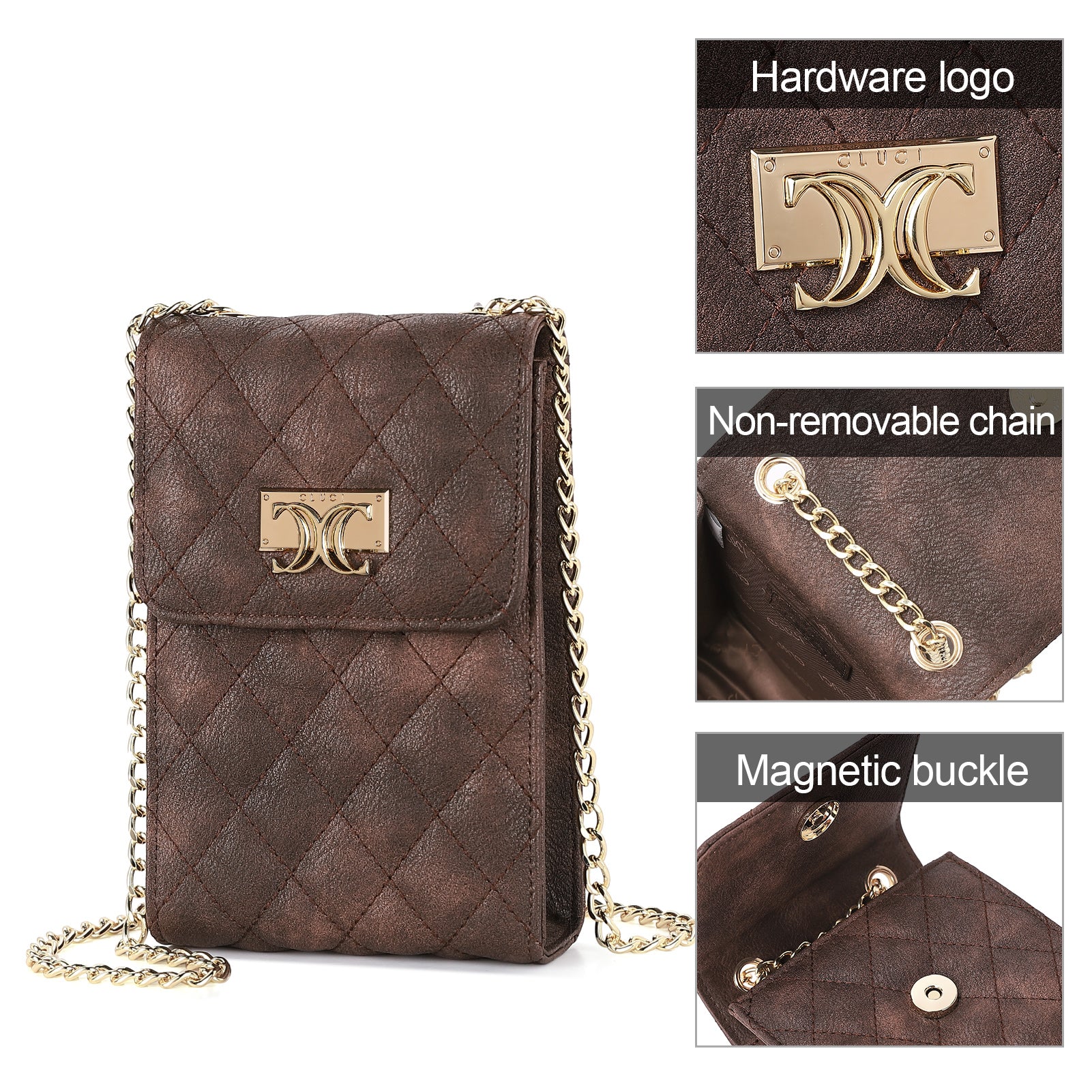 CLUCI Crossbody Cellphone Purse for Women Trendy Phone Wallet Flap Case Small Bags Satchels Wallet with Adjustable Straps