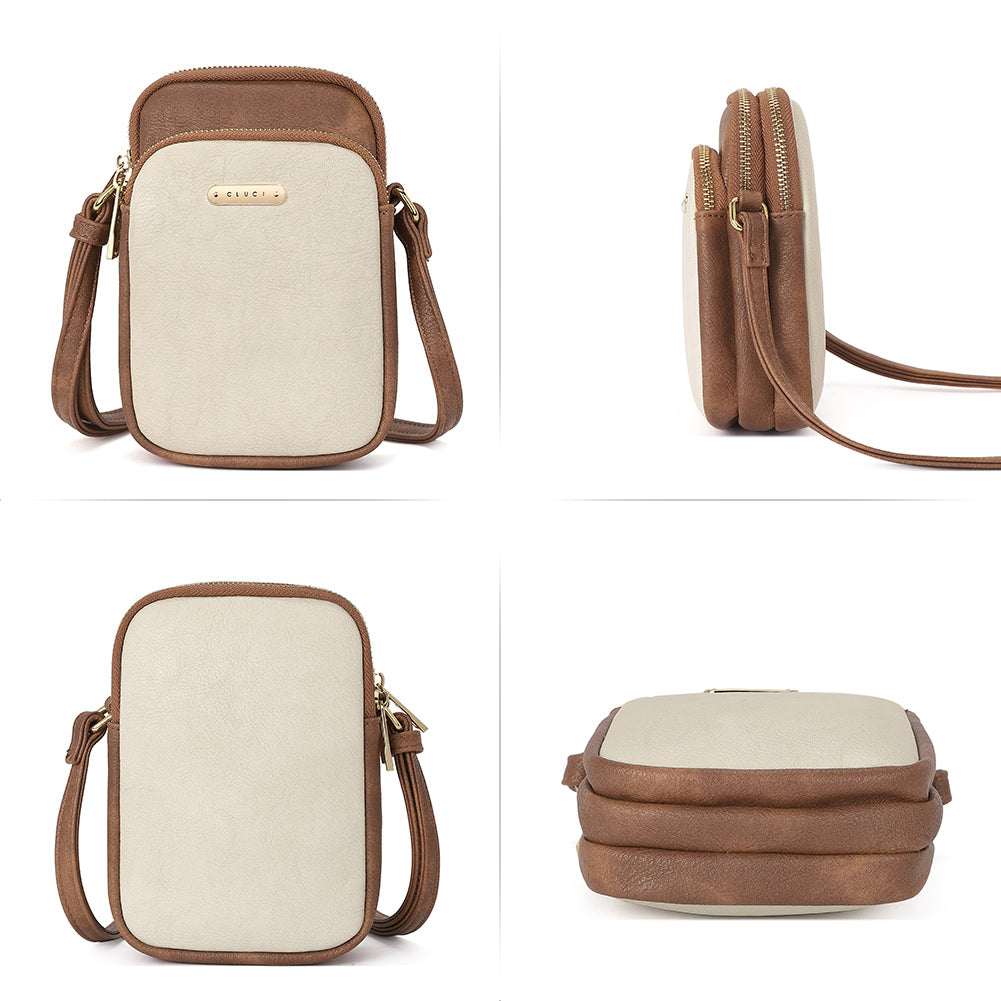 CLUCI Cell Phone Crossbody Bags for Women Small Phone Bag Purse Dome Leather Handbag Designer Travel Wallet
