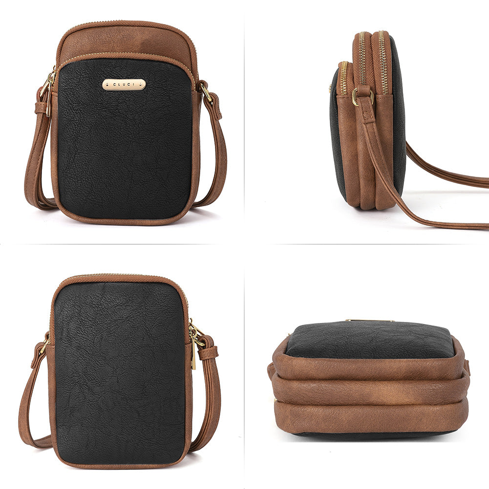 CLUCI Cell Phone Crossbody Bags for Women Small Phone Bag Purse Dome Leather Handbag Designer Travel Wallet