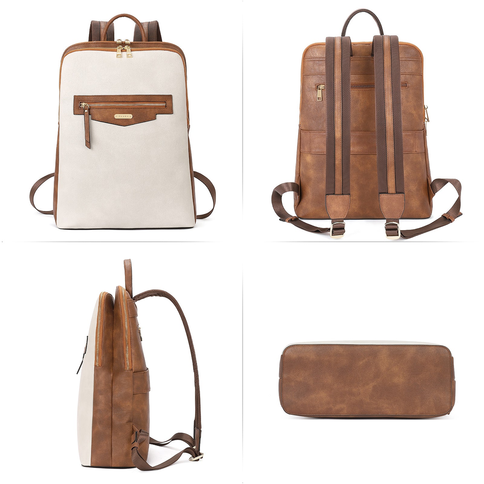 CLUCI Leather Laptop Backpack for Women 15.6 inch Computer Bag Travel Business Daypack