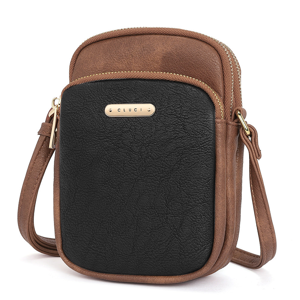 CLUCI Cell Phone Crossbody Bags for Women Small Phone Bag Purse Dome Leather Handbag Designer Travel Wallet
