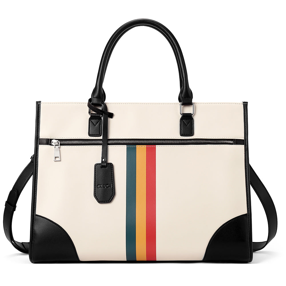 CLUCI Womens Briefcase Oil Wax Leather 15.6 Inch Laptop Business Vintage Ladies Large Capacity Shoulder Bag Black