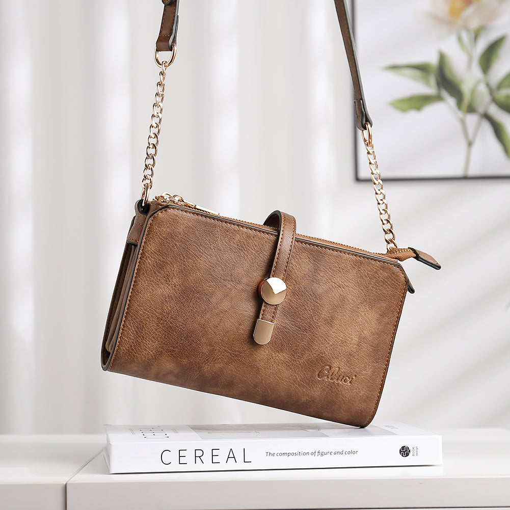 CLUCI Leather Crossbody Bags for Women Small Vintage Shoulder Purses Fashion Travel Bag with Adjustable Strap