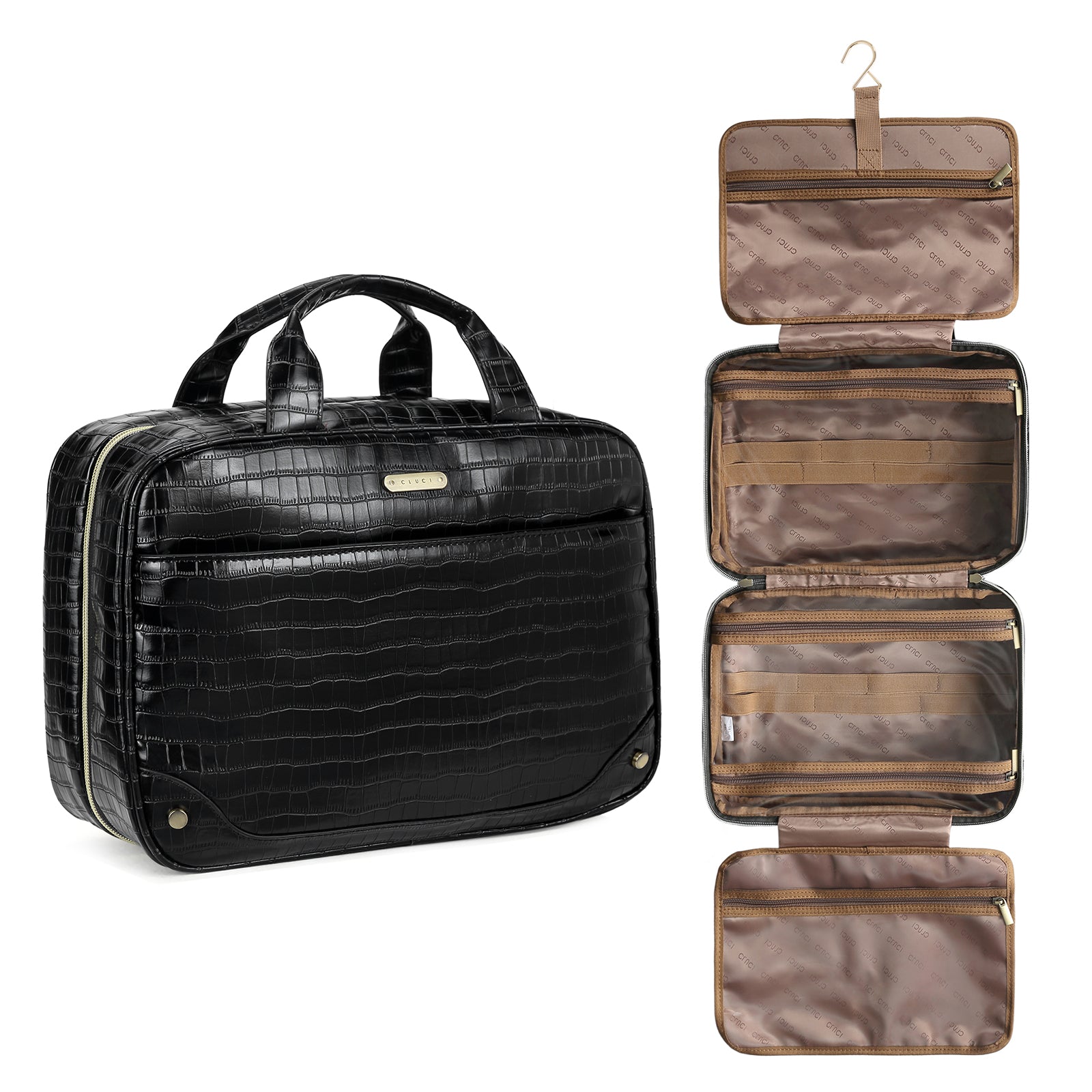 big makeup bag travel CLUCI Toiletry Bag for women / men Leather Travel Bag Water-resistant