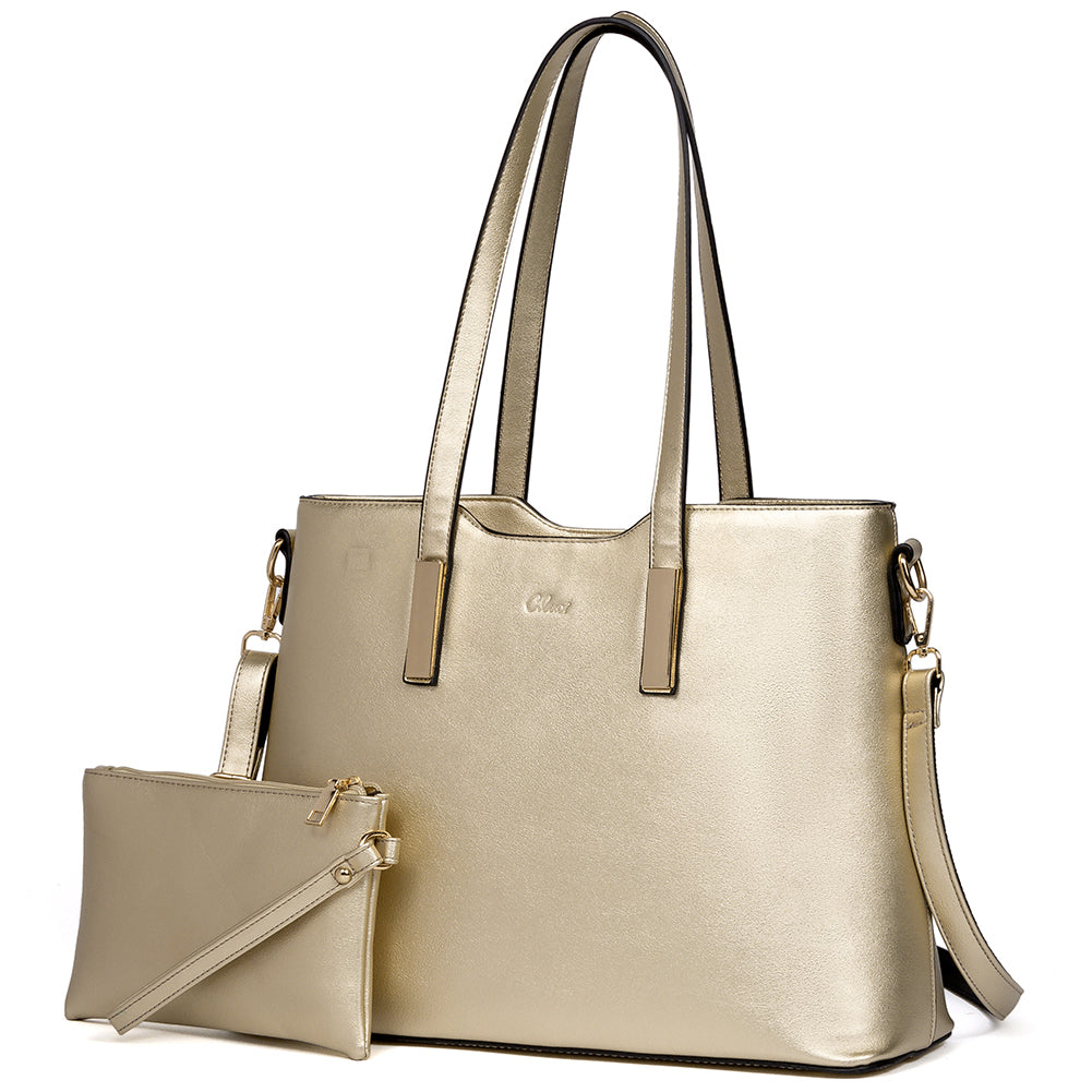 CLUCI Purses and Handbags for Women Leather Designer Tote Large Fashion Ladies Shoulder Bags with Inner Pouch 2Pcs Set