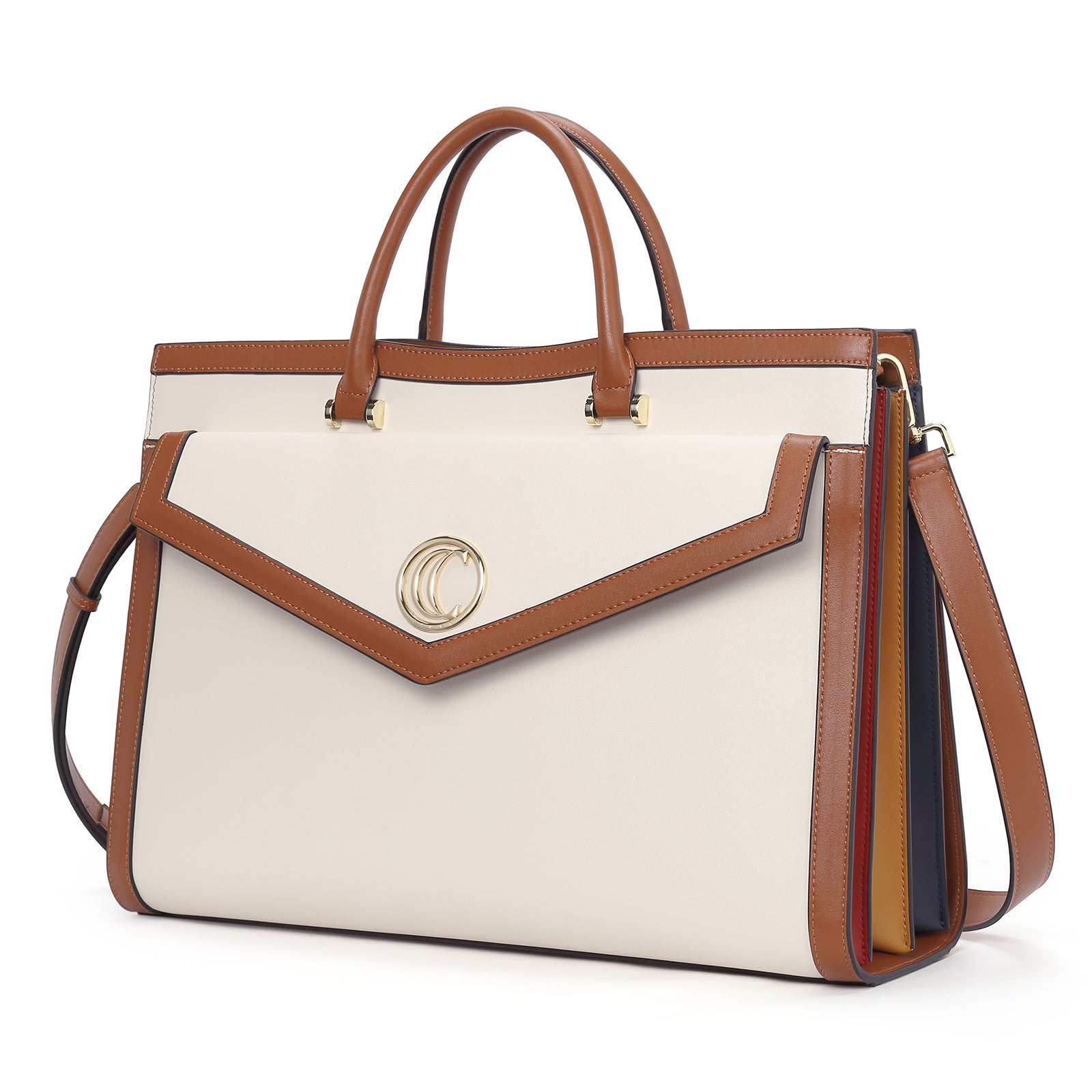 CLUCI Leather Briefcase for Women 15.6 Inch Laptop Business Computer Ladies Work Handbag