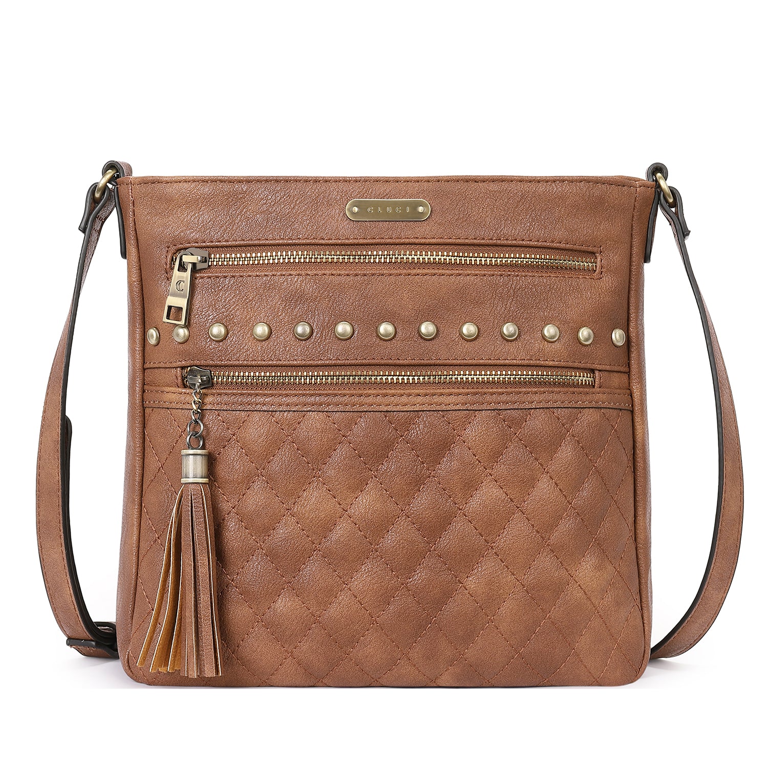 Leather Messenger Tassel Bag Multiple Pockets