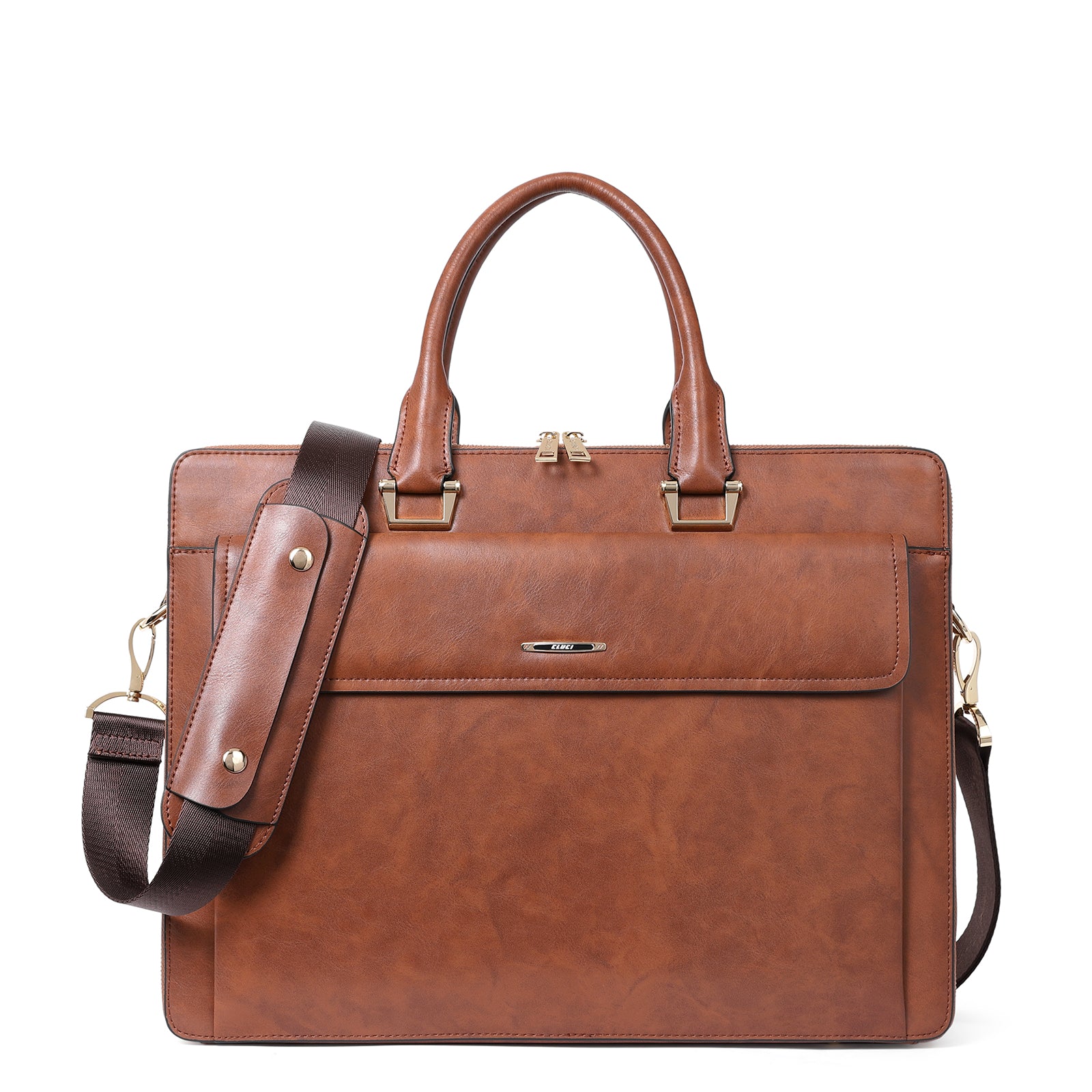 Davison Womens Slim Leather Briefcase  Carry 15.6 Inch Laptop