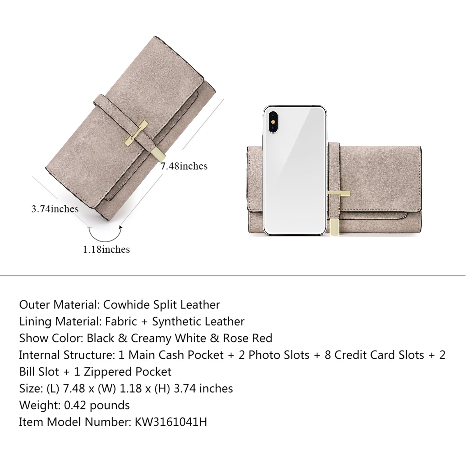 CLUCI Leather Wallet for Women Slim Designer Trifold Ladies Credit Card Holder