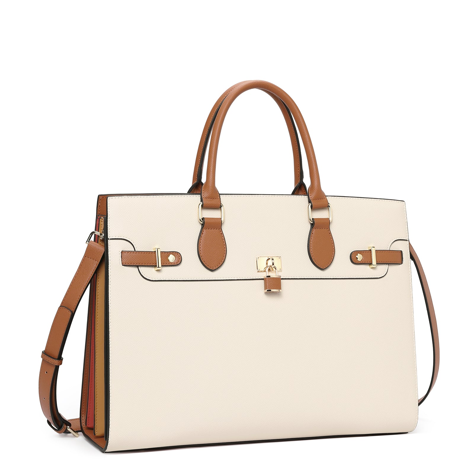 CLUCI Leather Briefcase for Women 15.6" Large Laptop Bag Computer Shoulder Bag Napa Pattern