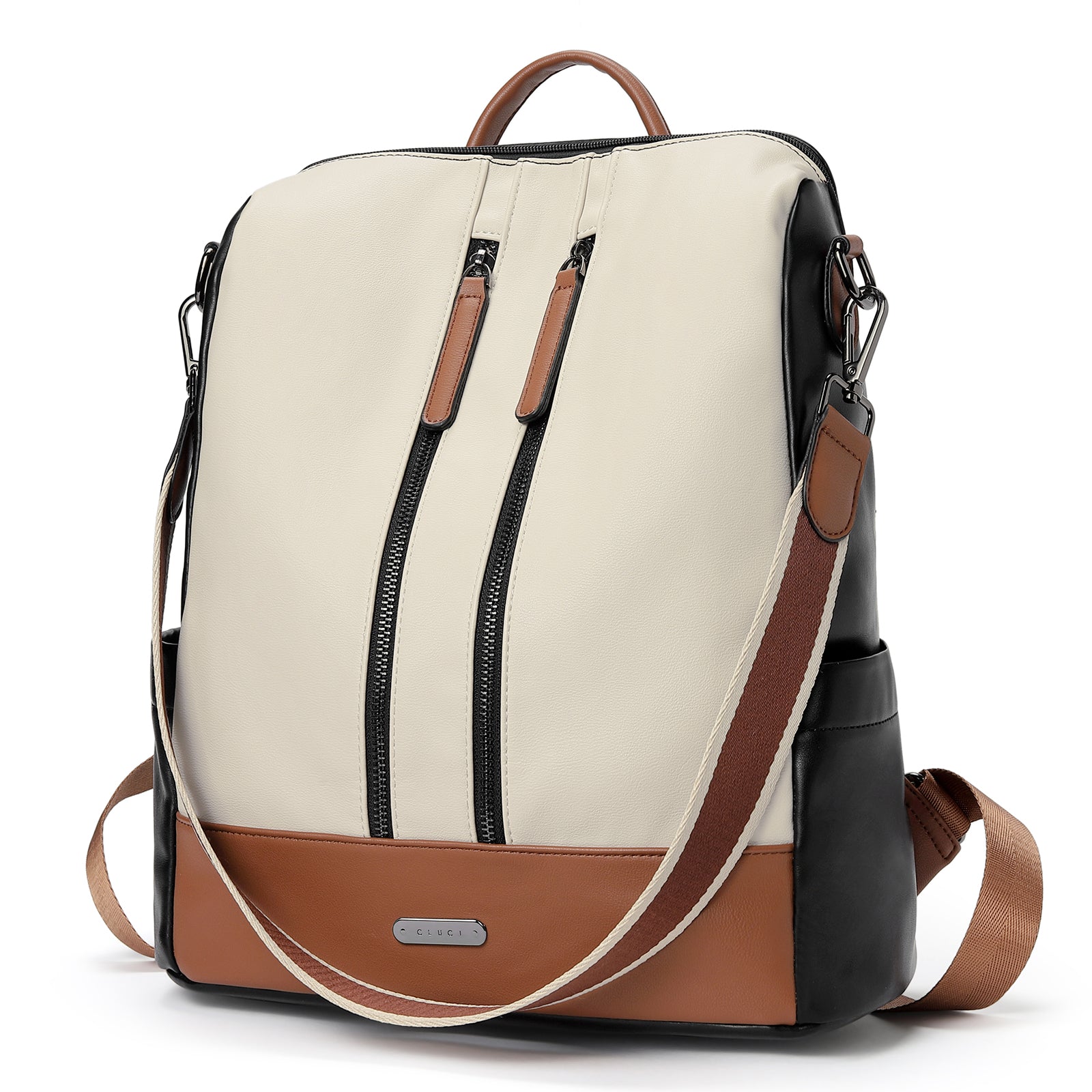 CLUCI Leather Backpack Purse for Women Convertible Large Travel Ladies Designer Fashion Casual College Shoulder Bag