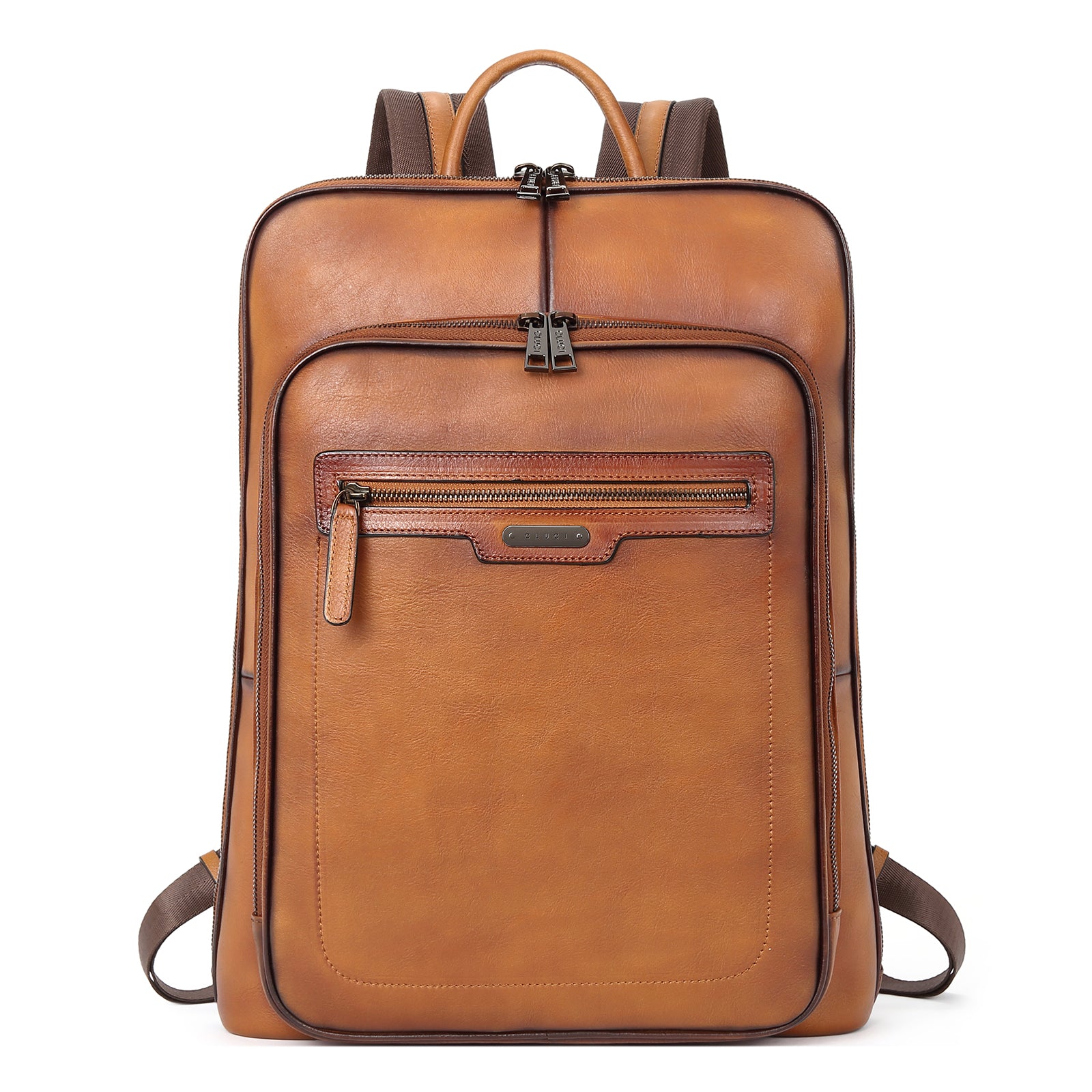 CLUCI Women Laptop Backpack Purse Vegetable Tanned Full Grain Leather 15.6 inch Computer Bag Business Casual Travel Daypack