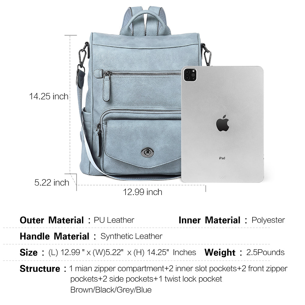 Greene Anti-Theft Vegan Leather Laptop Backpack Women's