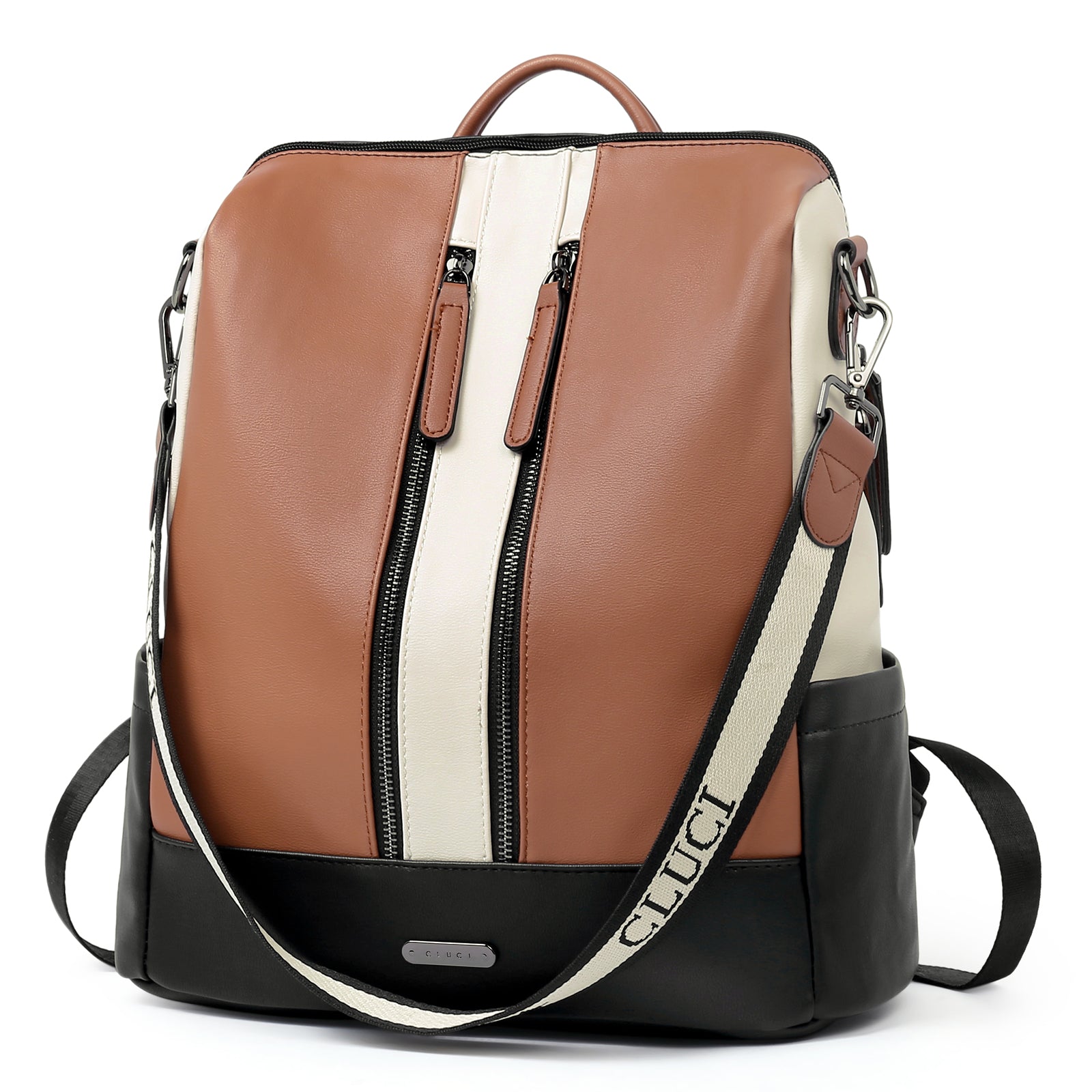 CLUCI Leather Backpack Purse for Women Convertible Large Travel Ladies Designer Fashion Casual College Shoulder Bag