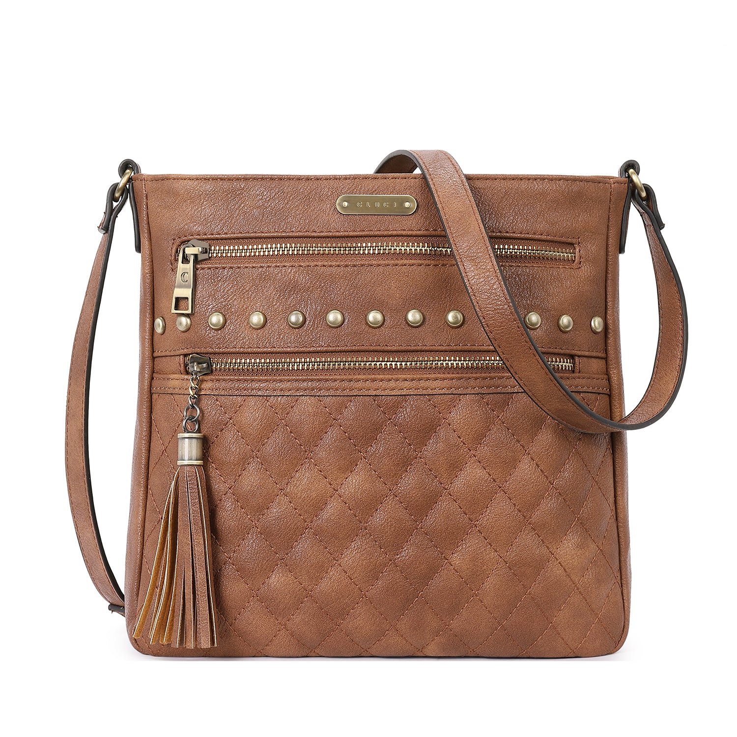 Leather Messenger Tassel Bag Multiple Pockets