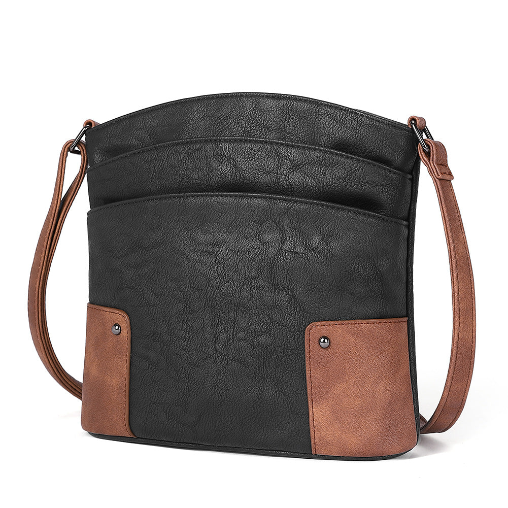 Amos Triple Pockets Vintage Crossbody Bag