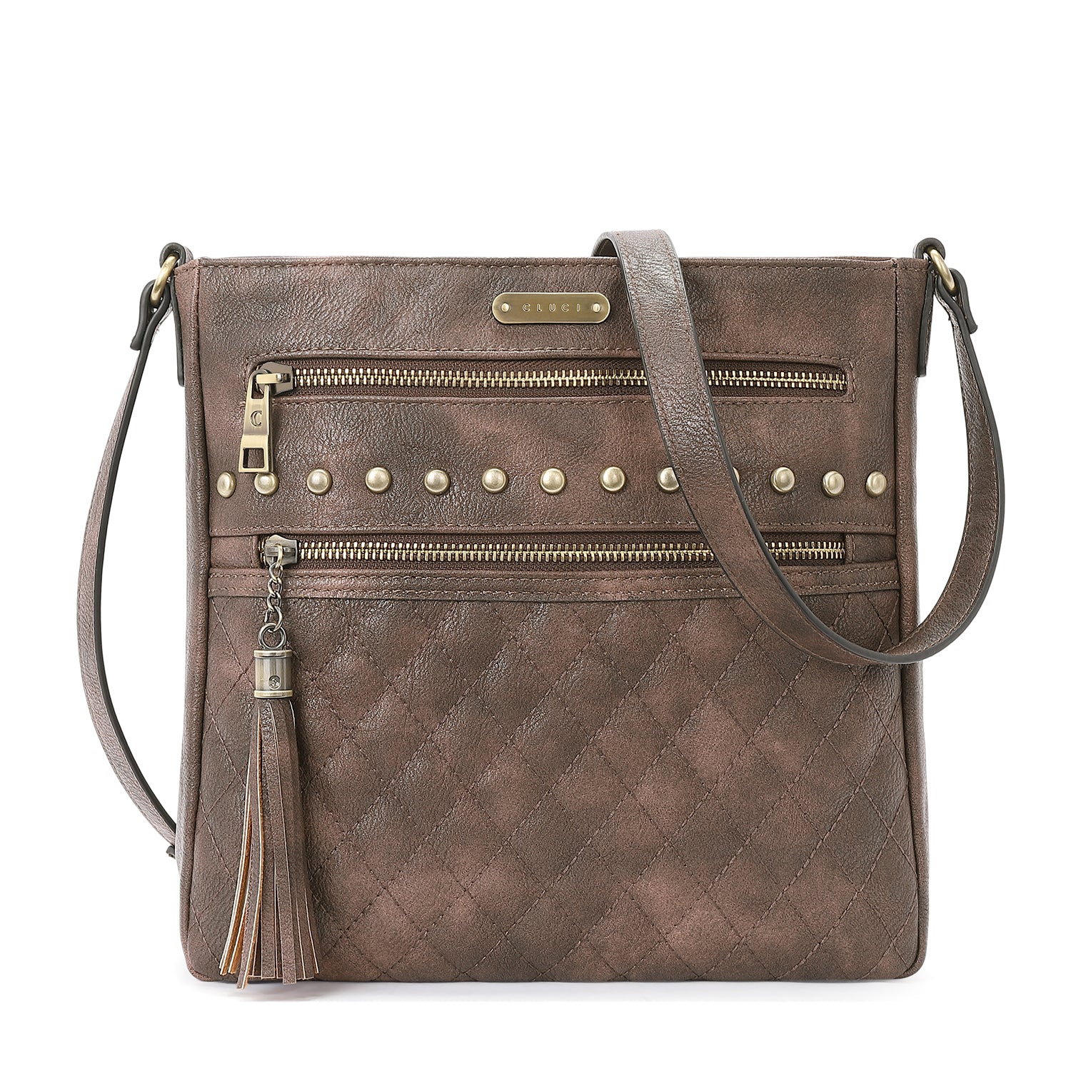 Leather Messenger Tassel Bag Multiple Pockets