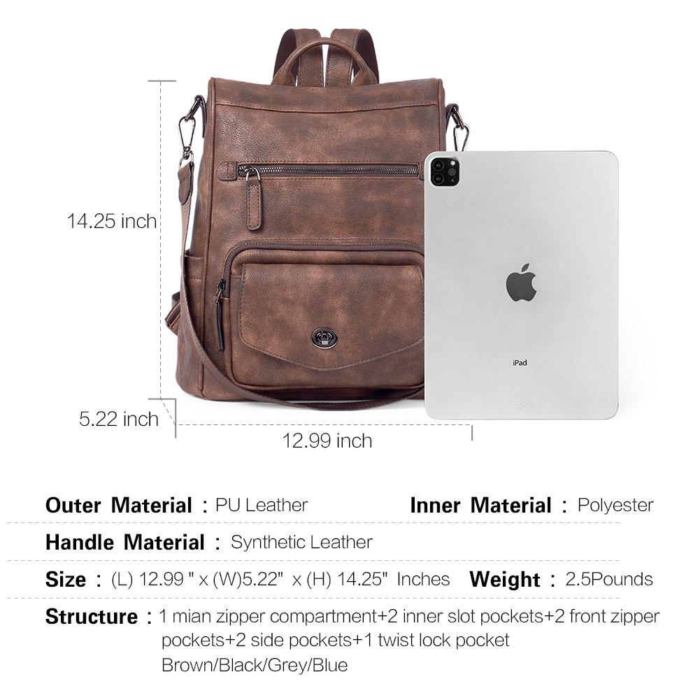 Greene Anti-Theft Vegan Leather Laptop Backpack Women's