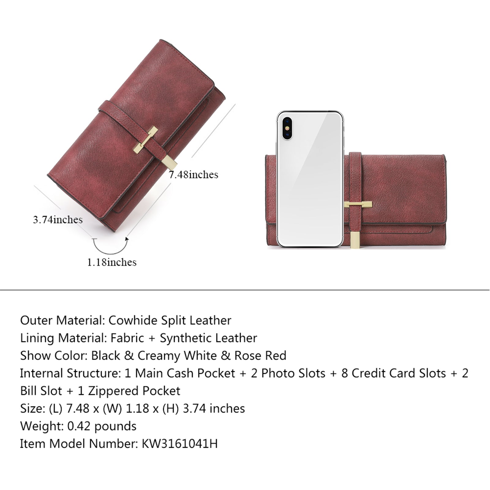 CLUCI Leather Wallet for Women Slim Designer Trifold Ladies Credit Card Holder