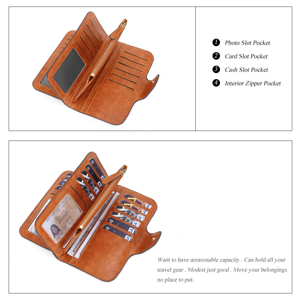 Cathy Luxury Women's Vegan Leather Wallet With Zipper