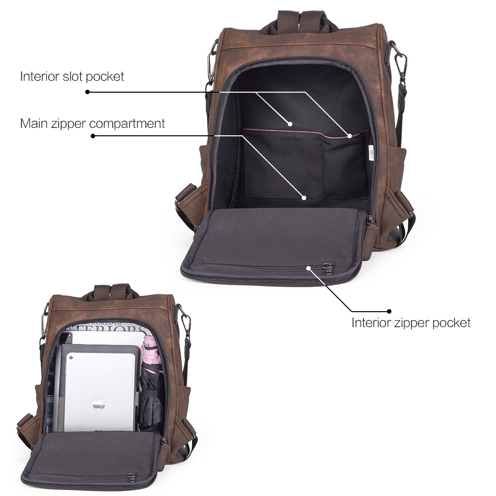 Greene Anti-Theft Vegan Leather Laptop Backpack Women's