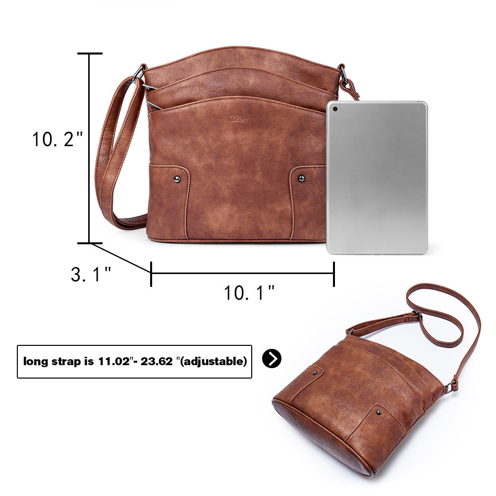 Amos Triple Pockets Vintage Crossbody Bag