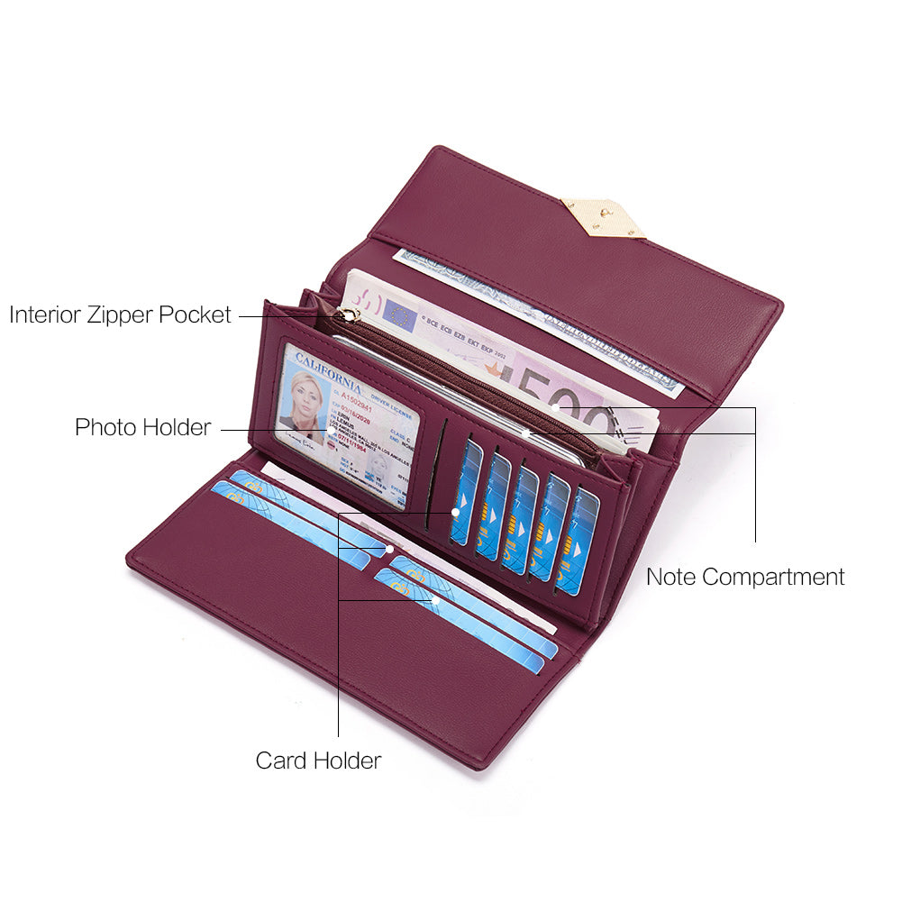 Mile Large Stylish Wallet For Women With Multiple Card Slots