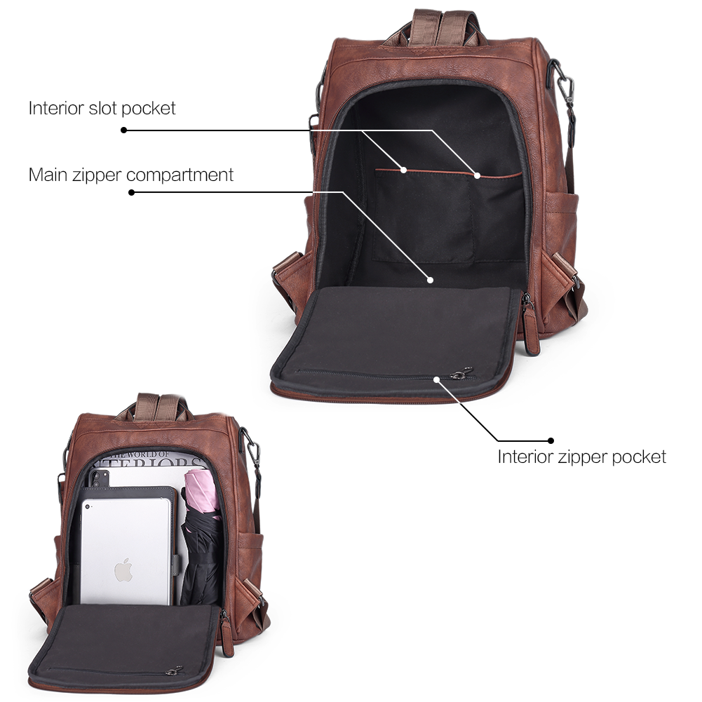 Greene Anti-Theft Vegan Leather Laptop Backpack Women's