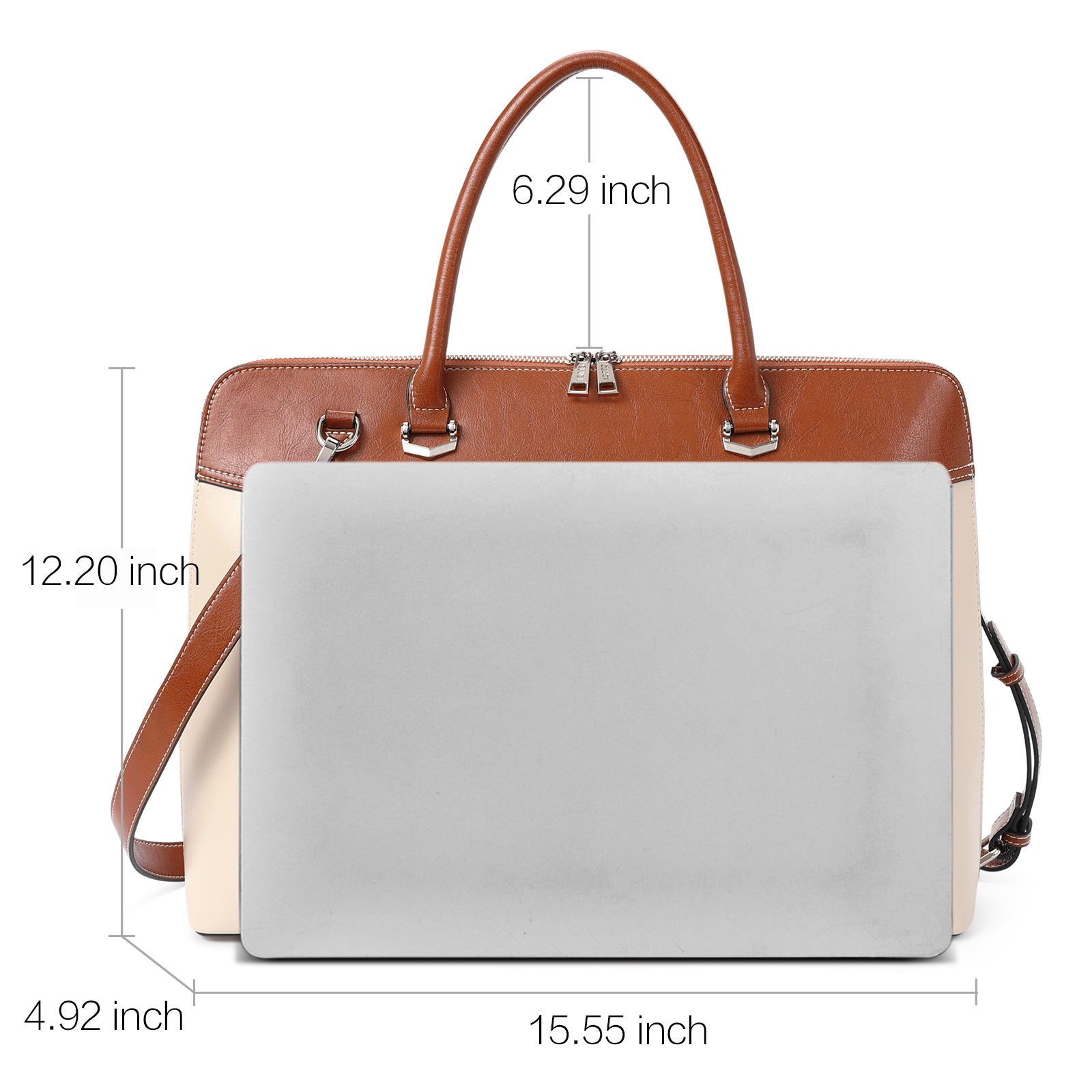 Claire Large Senior Leather Color Blocking Briefcase For Women