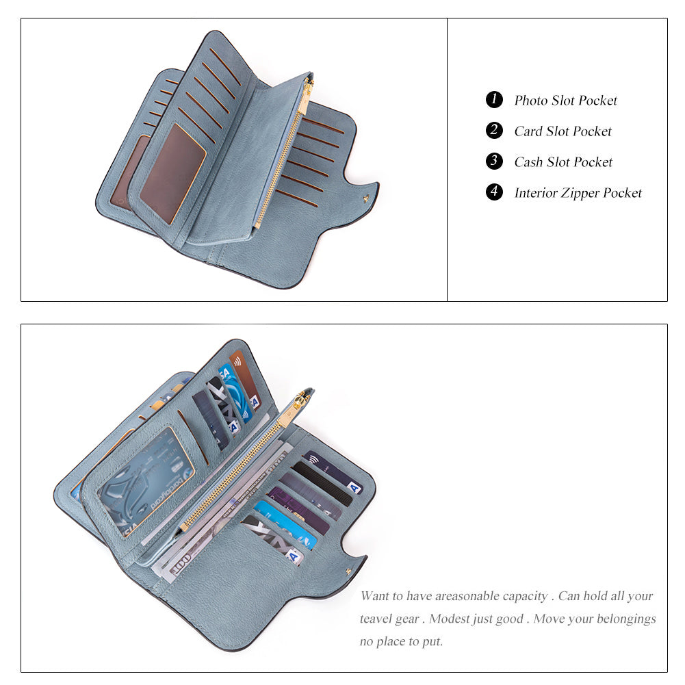 Cathy Luxury Women's Vegan Leather Wallet With Zipper