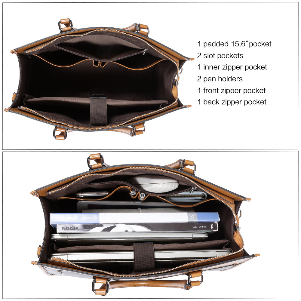 Lauren Ladies Wax Leather Briefcase Purse Laptop Bag