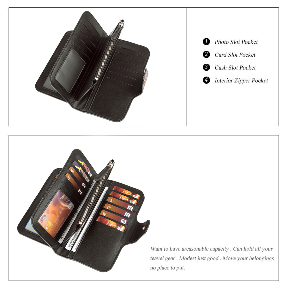 Cathy Luxury Women's Vegan Leather Wallet With Zipper