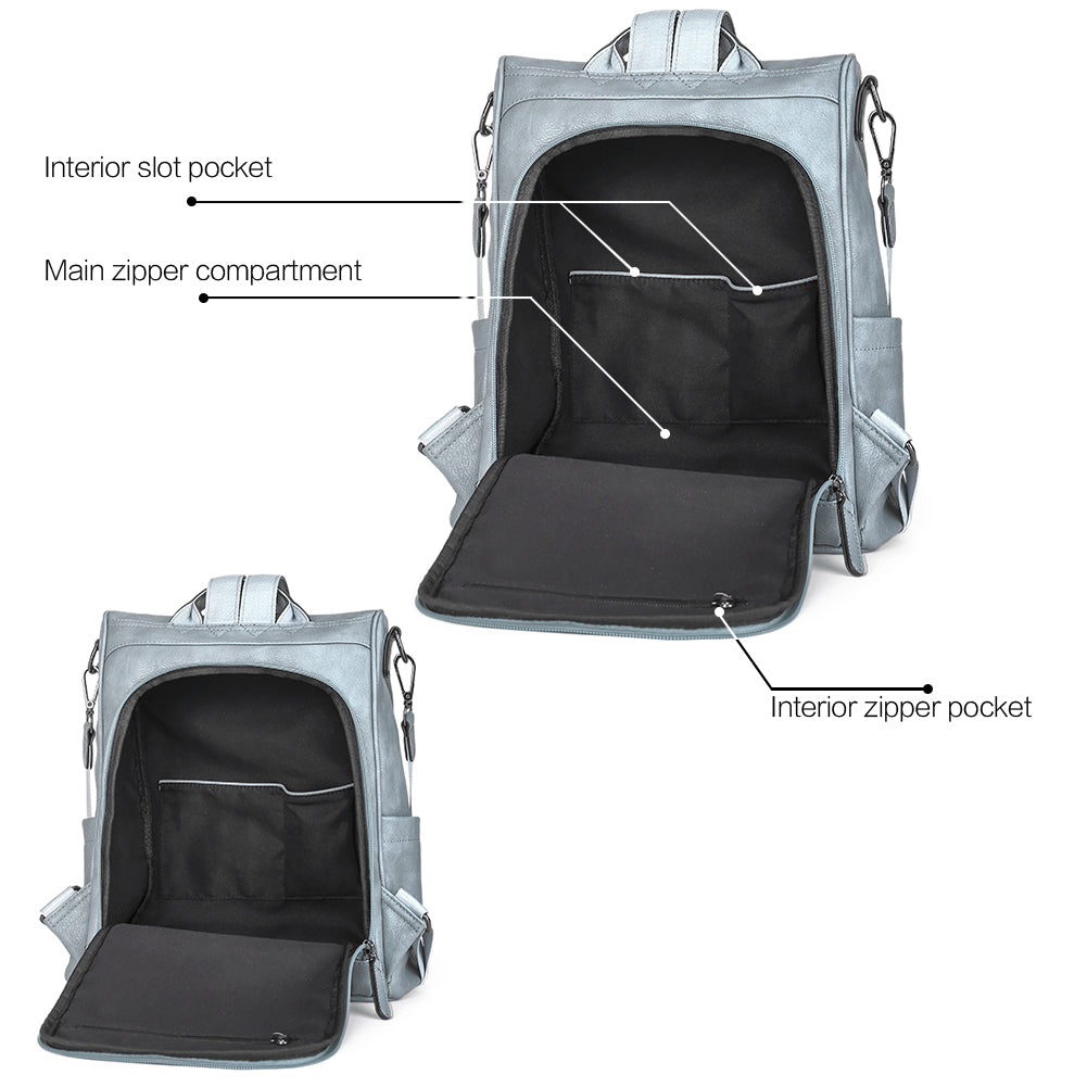 Greene Anti-Theft Vegan Leather Laptop Backpack Women's