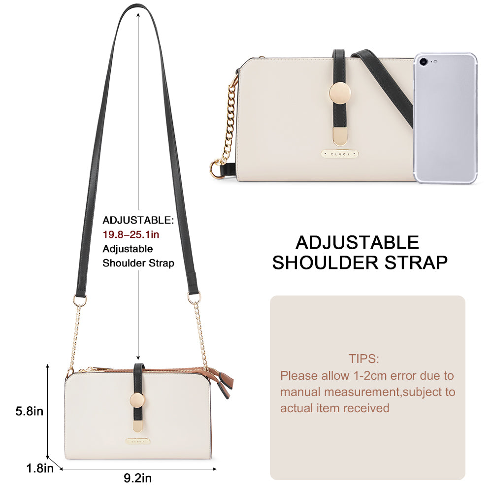 CLUCI Leather Crossbody Bags for Women Small Vintage Shoulder Purses Fashion Travel Bag with Adjustable Strap