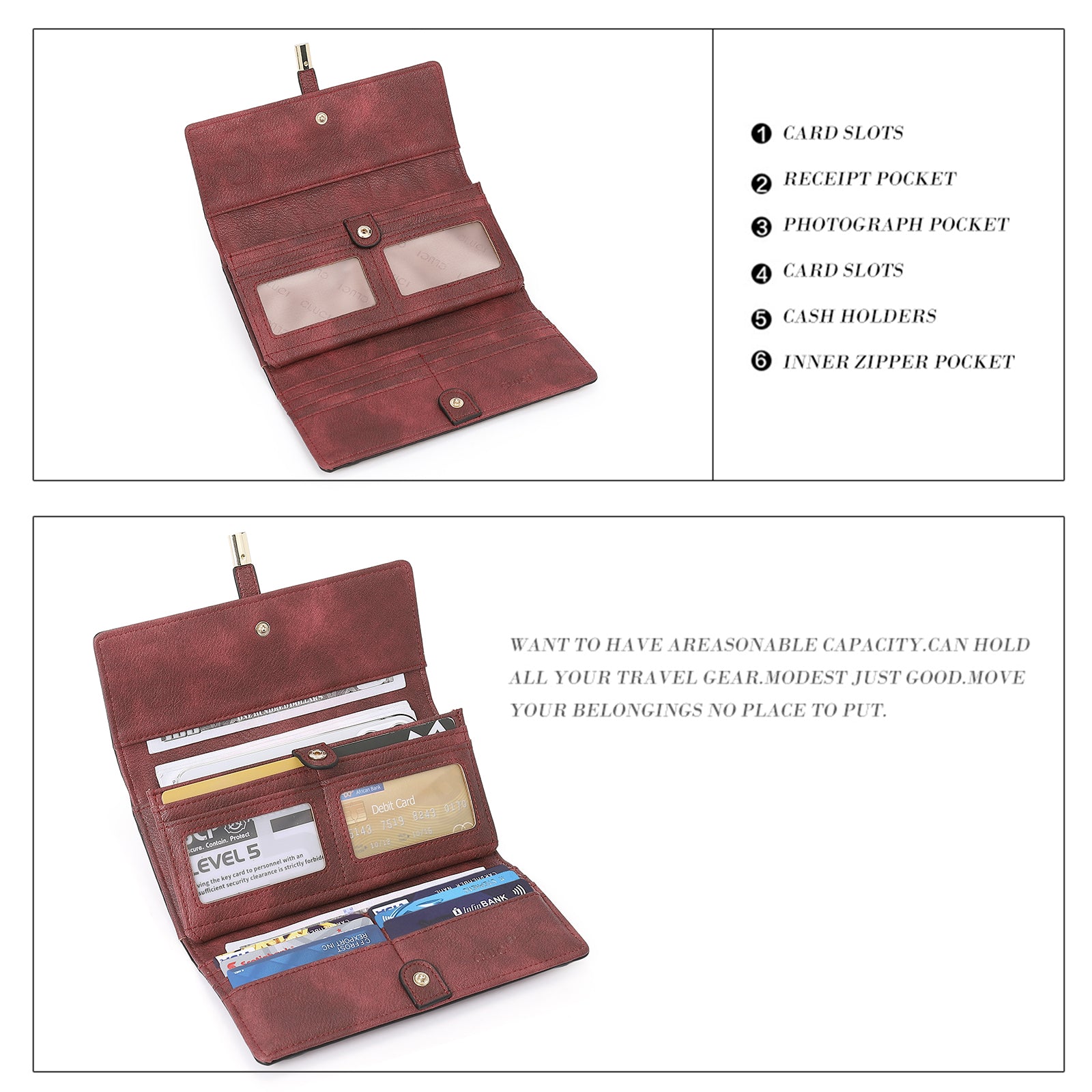 CLUCI Leather Wallet for Women Slim Designer Trifold Ladies Credit Card Holder